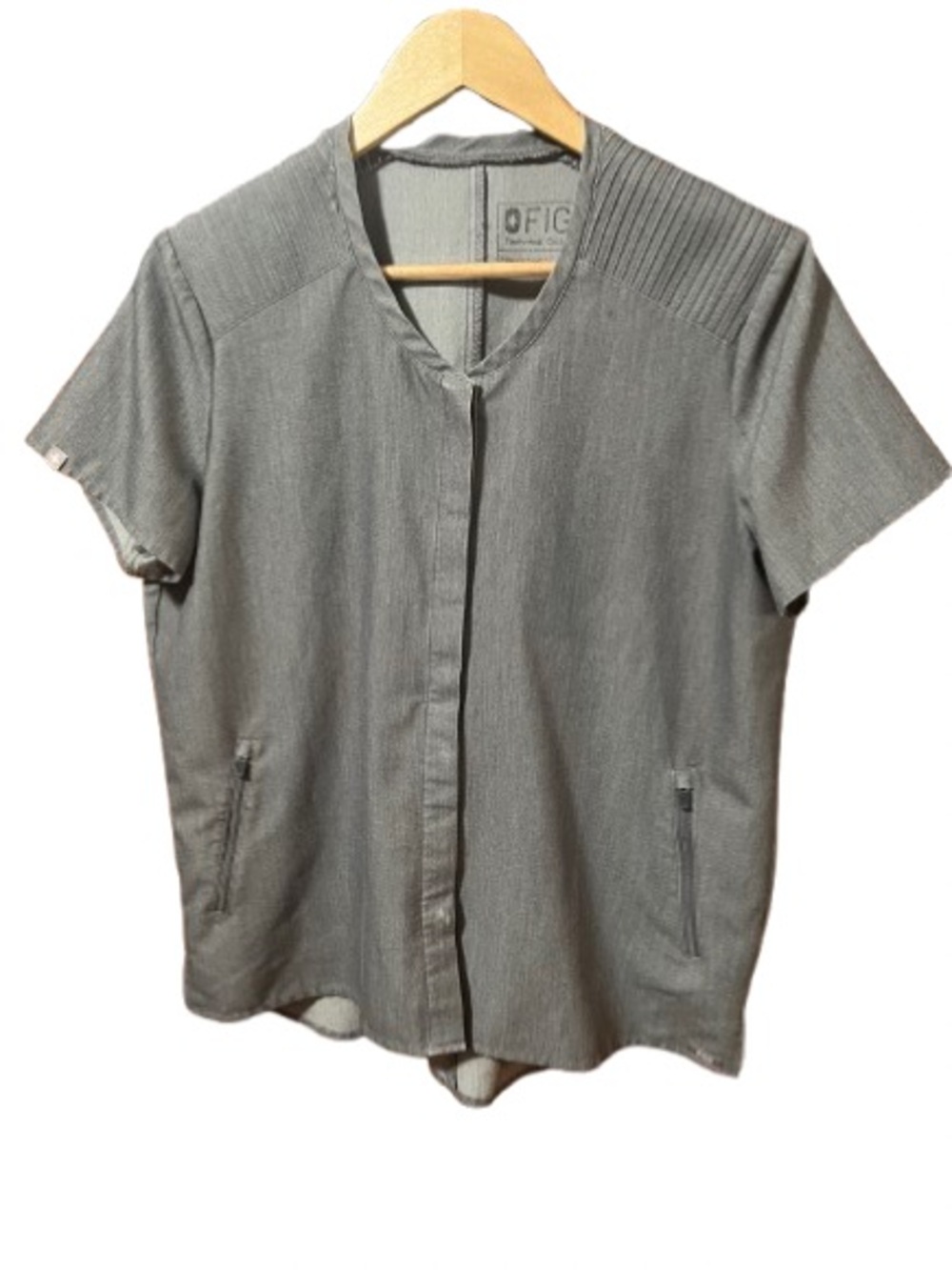 Figs Gray Short-Sleeve Women's Button-Front Scrub Top Size Small